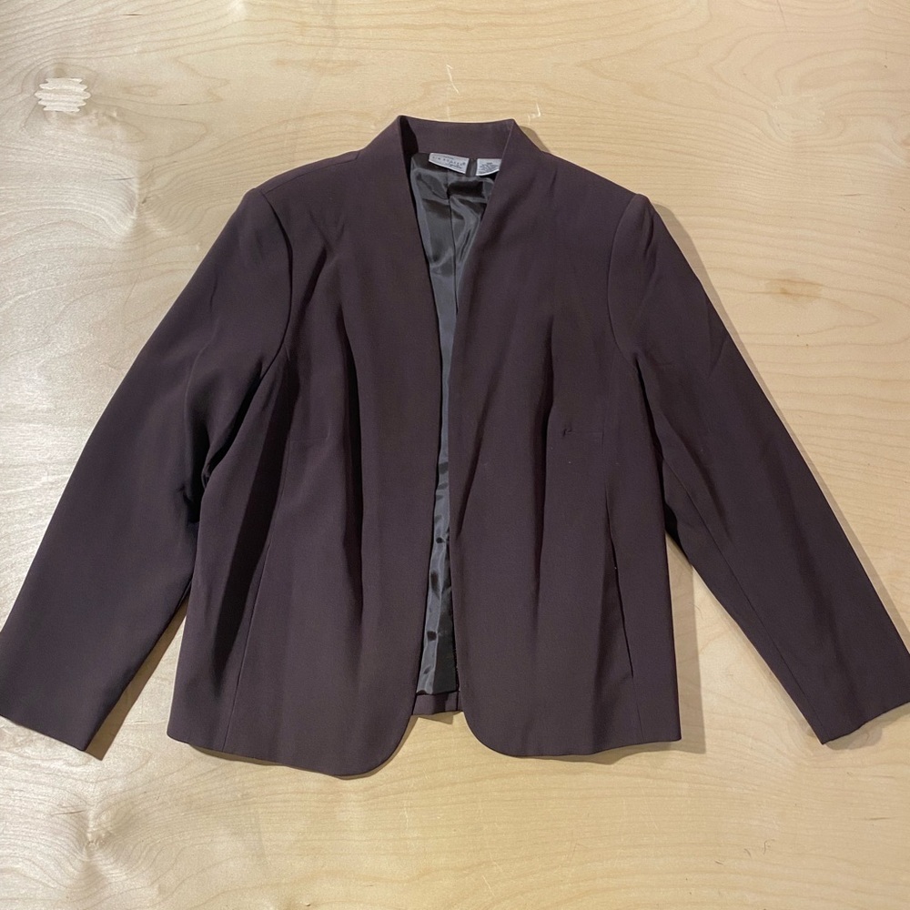 Kim Rogers Open-Front Blazer in Dark Brown 10P (QU)